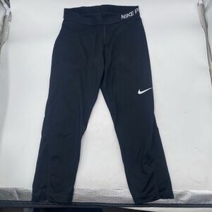 Nike Pro Women's Mid Rise Mesh Panel Leggings Dri Fit Size Medium Black